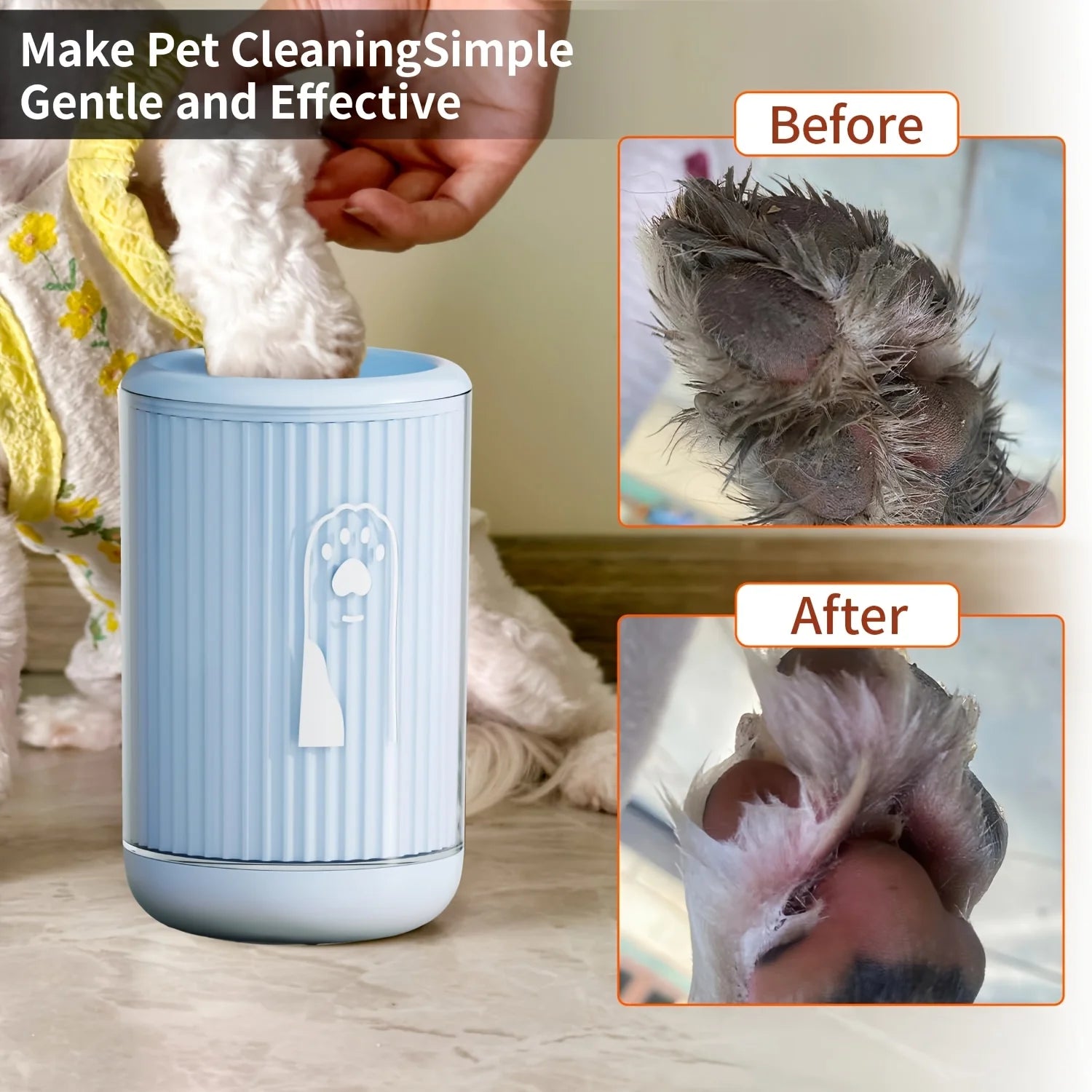2-In-1 Pet Dog Paw Washing Cup with 2 Paw Drying Towels, No-Rinse Dog Paw Cleaner, Suitable for Small and Large Dogs